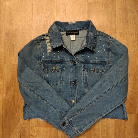 Shop the Trends Jackets & Blazers - Plus Size - Denim Jacket with Pearl Detail